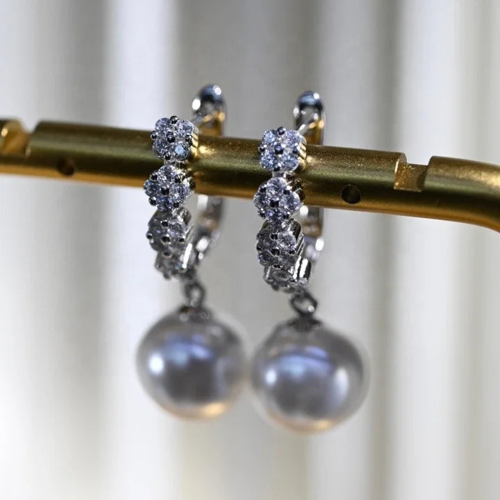 E2207 10-11mm DIY Natural Freshwater Pearl Charm Earrings Mounting Accessory 925 Sterling Silver Gold Plated  Jewelry for Women
