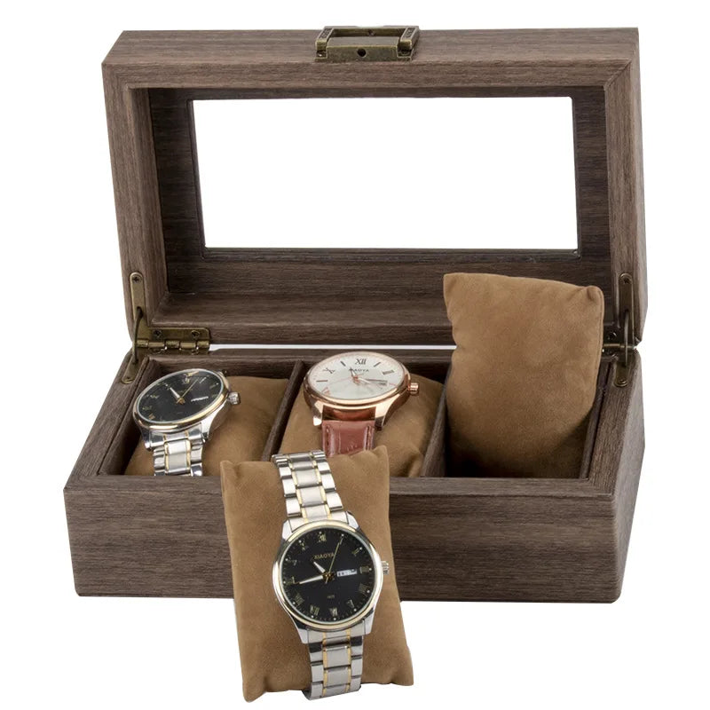 3 Slot Popular Antique Veneer PU Leather Watch Box Bracelet Bangle Case Organizer Collection