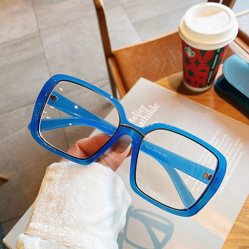 Jiuling Eyewear Street Snap Spectacles Ultralight Design Glasses Pc Frame Oversized square Uv400 Lens Eyeglasses for Women