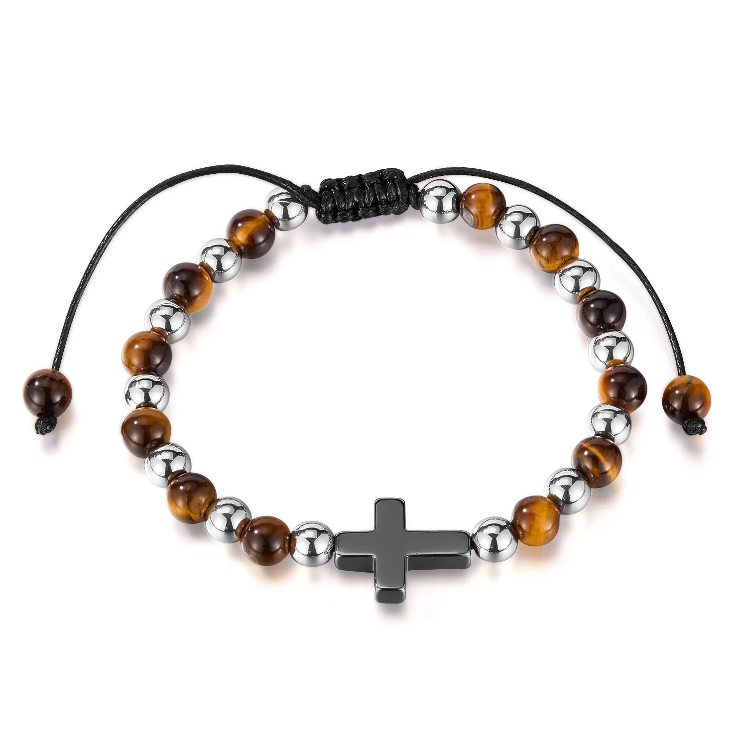 High Quality Vintage Stainless Steel Punk Style Cross Charm Adjustable Bracelet for Unisex