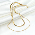 Personalized Double Layer Stacking Highly Polished Stainless Steel Gold Filled Snake Chain Herringbone Chain Necklaces for Women