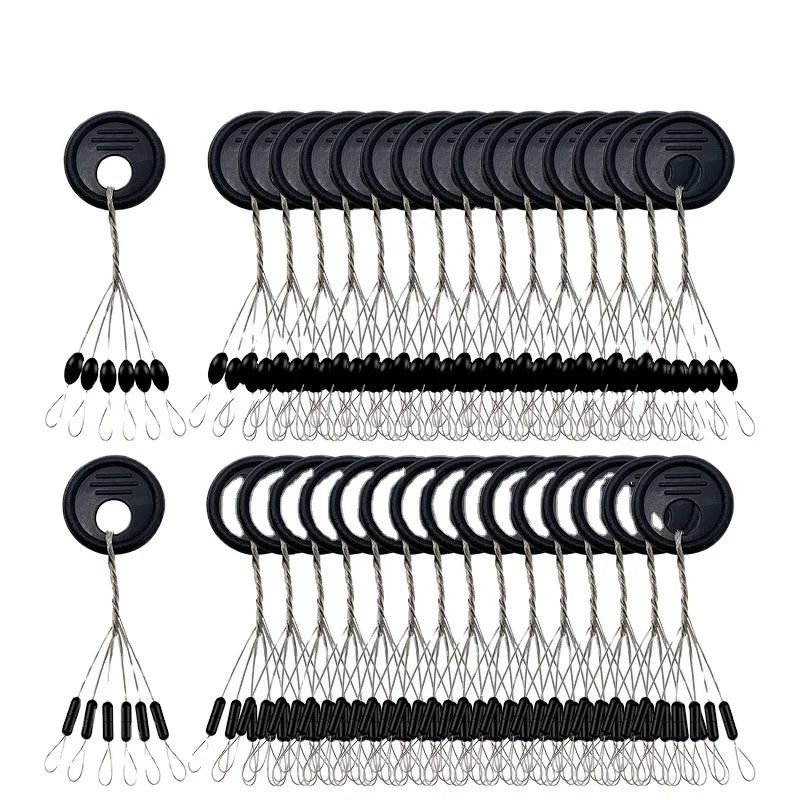 6 in 1 Fishing Float Plug Settling Lure Space Bean Connector Fishing Line Tackle Accessories Black Rubber Fishing Float Stopper