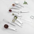 9pcs Stainless Steel Round Measuring Spoon Set Essential Home Tool for Baking Coffee Kitchen Cooking Ruler Durable Metal Tool