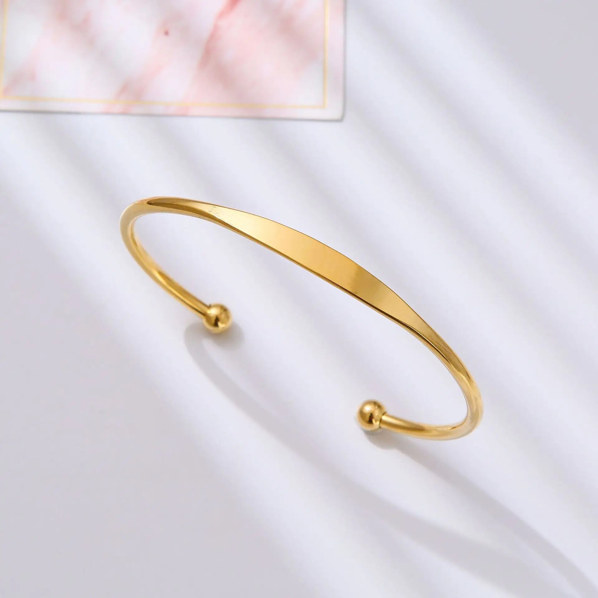 Wholesale Simple Bead Shape Quality Stainless Steel Cuff Bracelet Bangle Gold Plated Colorful New Design Jewelry