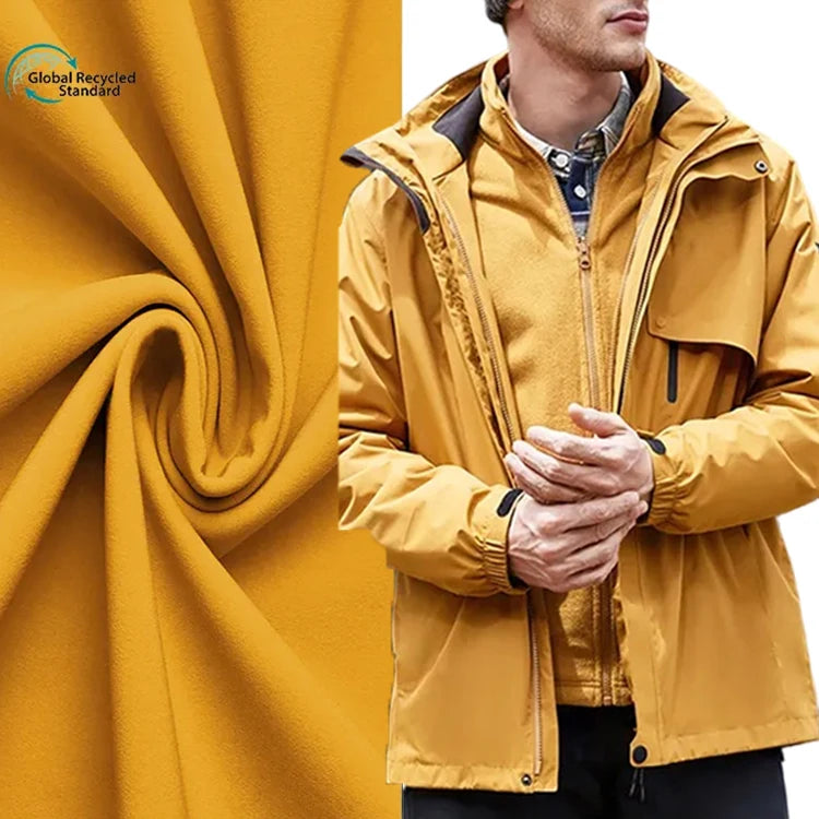 Eco-friendly Softshell Fabric Waterproof Ripstop Custom Lining Plus Fleece Finish Polyester Recycled Softshell Fabric