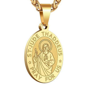 Trend Fashion Stainless Steel Medal Pendant Jewelry Catholic Religious Pendant Chain Custom Necklace