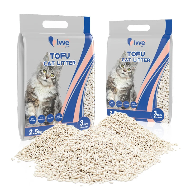 OEM ODM Cat Litter Supplier Eco-friendly Flushable Clumping Clean Plant Pea 3mm Tofu Cat Litter