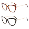 FG1278 New Arrival Black Cat Eye Classic Acetate Eyeglass Frame for Women Metal Temple Fashionable Full Rim Optical Glasses