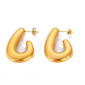 New Arrival 18K Gold Plated Stainless Steel Geometric Jewelry Waterproof Glossy U Shape Chunky Hoop Stud Earrings for Women