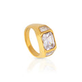 Chris April Fashion Jewelry 316L Stainless Steel PVD 18K Gold Plated Super Zircon Rings for Women