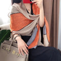 2024 Hangzhou Collection Lightweight Real Silk Satin Scarf Long Beach Veil Geometric Pattern Sunscreen Properties Polyester