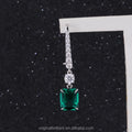 Starsgem Wedding Jewelry Women 14K Gold Emerald Cut Zambia Emerald Gemstone Diamond Drop Dangle Earrings
