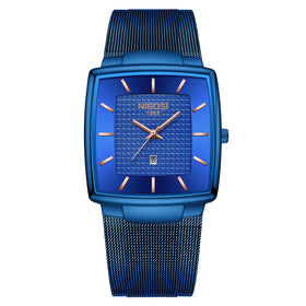 Fashion Luxury square Slim Mesh Chronograph Quartz Watch for Business Gift Custom OEM Cheap Wristwatches Men's Clock
