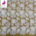 2023 African Coiling Embroidery White 3d Flower Pearls Beaded Applique French Wedding Bridal Lace Dress Fabric HY2365
