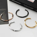 Factory Outlet Custom Solid Twisted Engraveable Cuff Bangles Bracelet Plated 18K Gold Black Rose Gold Gift Bracelet Bangle