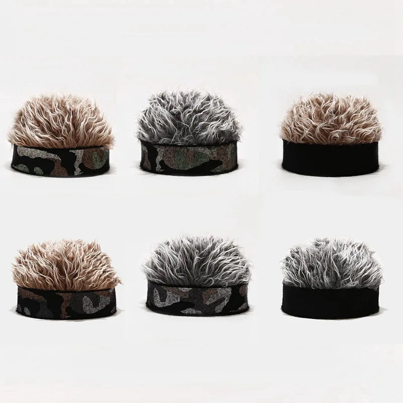 Hot Selling Camouflage Wig Skull Hat Men and Women Streetwear Hip Hop Versatile Brimless Hat