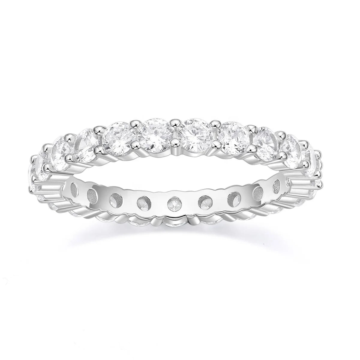 OAHLAN Women's 925 Sterling Silver Fine Jewelry Round Cut Moissanite Wedding Bands Full Eternity Stackable Ring