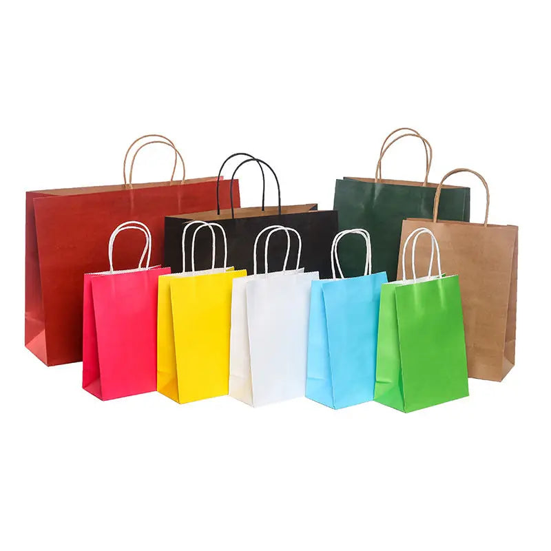 Custom Style Packaging Flat Handle Restaurant Takeaway Packaging Carry Brown Kraft Takeaway Packaging Food Paper Bag