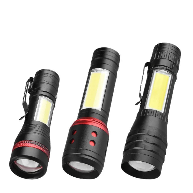 Telescopic Zoom Cob Side Light Pen Holder Waterproof Rechargeable Usb Led Tactical Torch Work Light Lantern Outdoor Flashlights