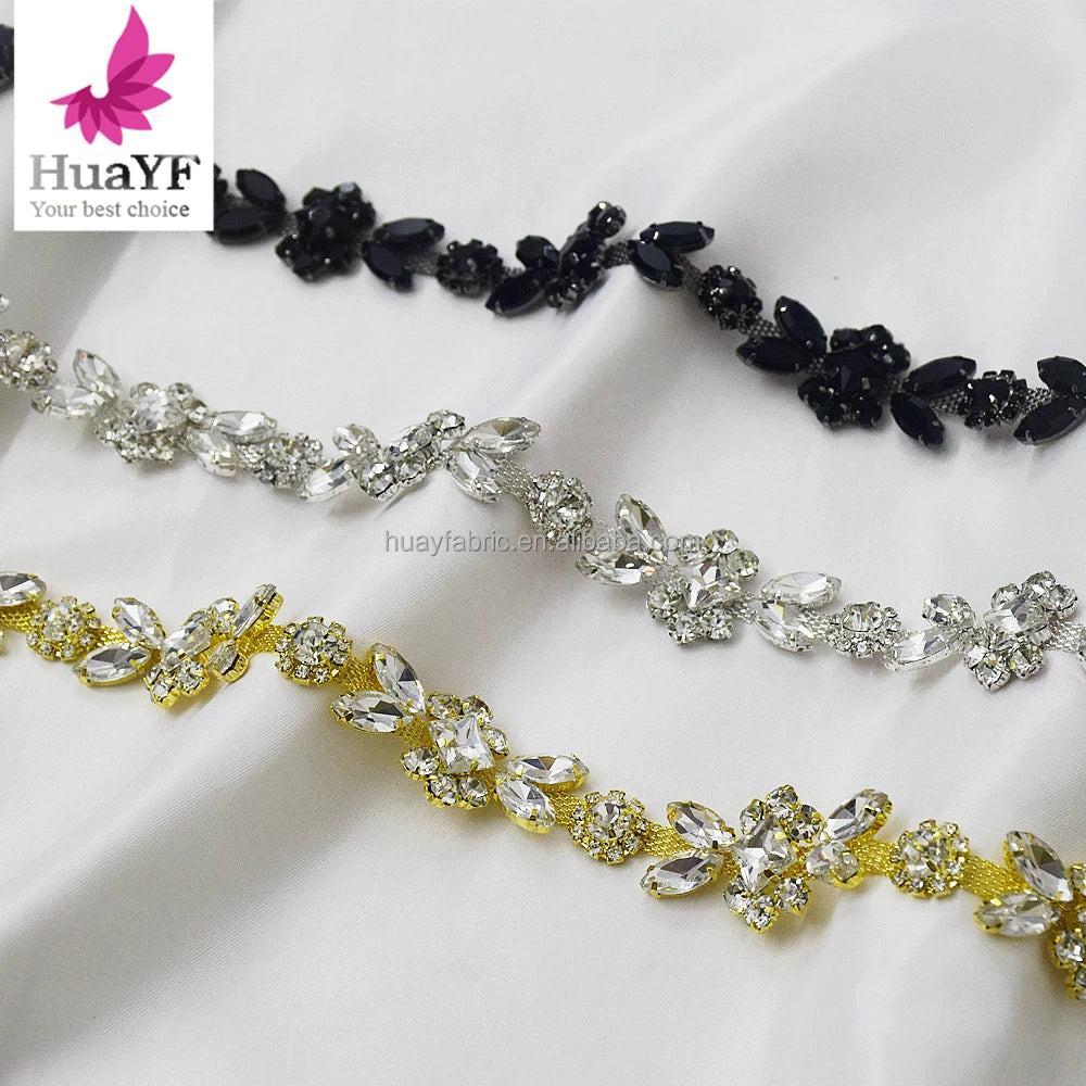 New Fashion Handmade Silver/Black 25MM Clear Crystal Star Rhinestone Tassels Fringe Trims and Sew-on for Wedding Dress Garments