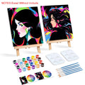 2pcs Pre-Drawn Canvas Painting Kits DIY Handmade Gift Framed Printed Still Life for Adults Party Decor
