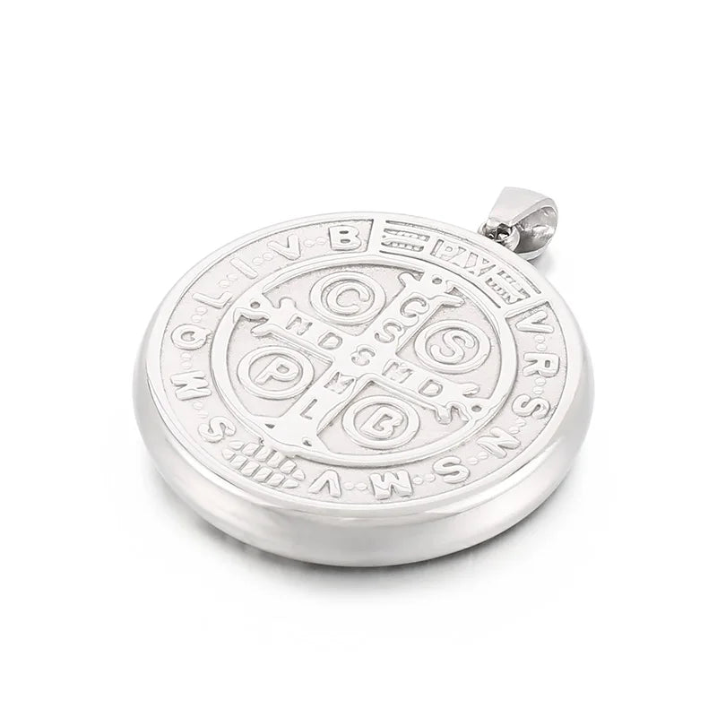 KALEN Religious Silver/Gold Color Stainless Steel Round Pendant With Old Priest Pattern