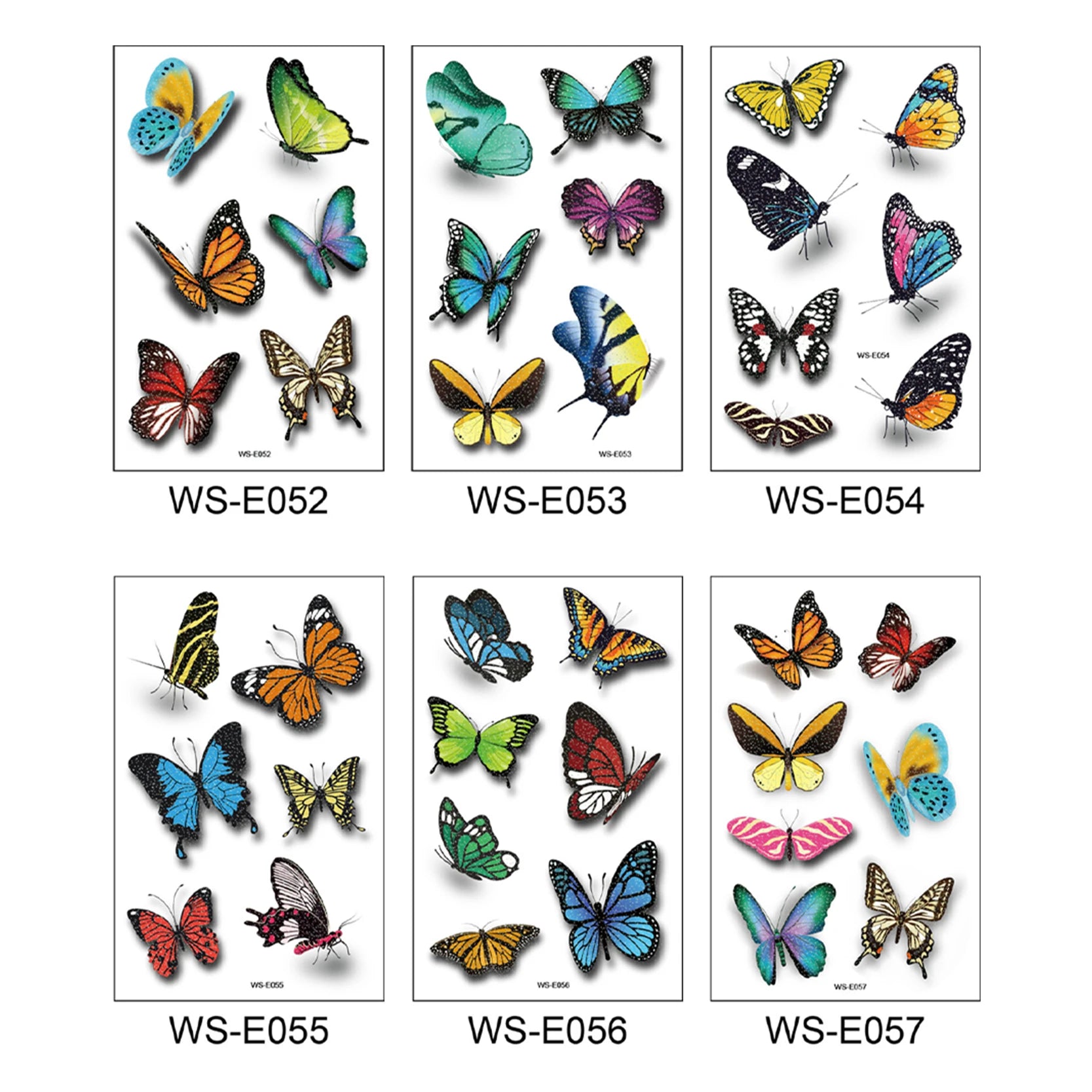 Glitter Butterfly Paper Temporary Tattoo Sticker Water Transfer Realistic Waterproof Face Body Art Fashionable Stock (2025 New)