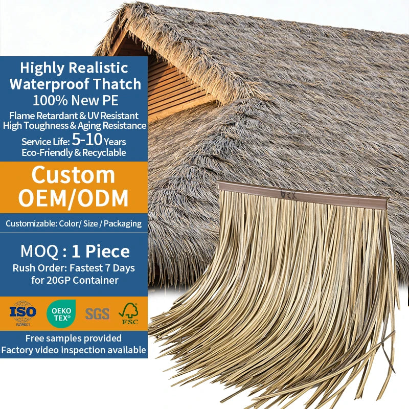 Hot Sale Palm Roofing Thatching Telhado De Palha Artificial Nipa Tiki Roof Thatched Tegels for Gazebo