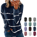 Custom Logo 15 Colors 230g Polyester Autumn Women's Printed French Terry Striped Long Sleeve Shirt Women T-shirt Hoodies
