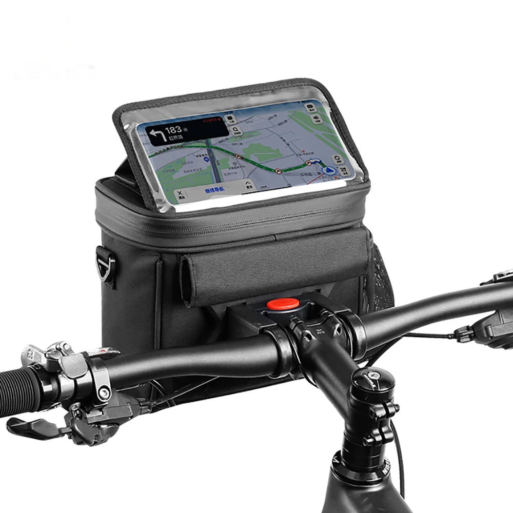 2024 Bike Handlebar Bag with Phone Holder and Shoulder Strap Waterproof Bicycle Bag for Camping & Hiking