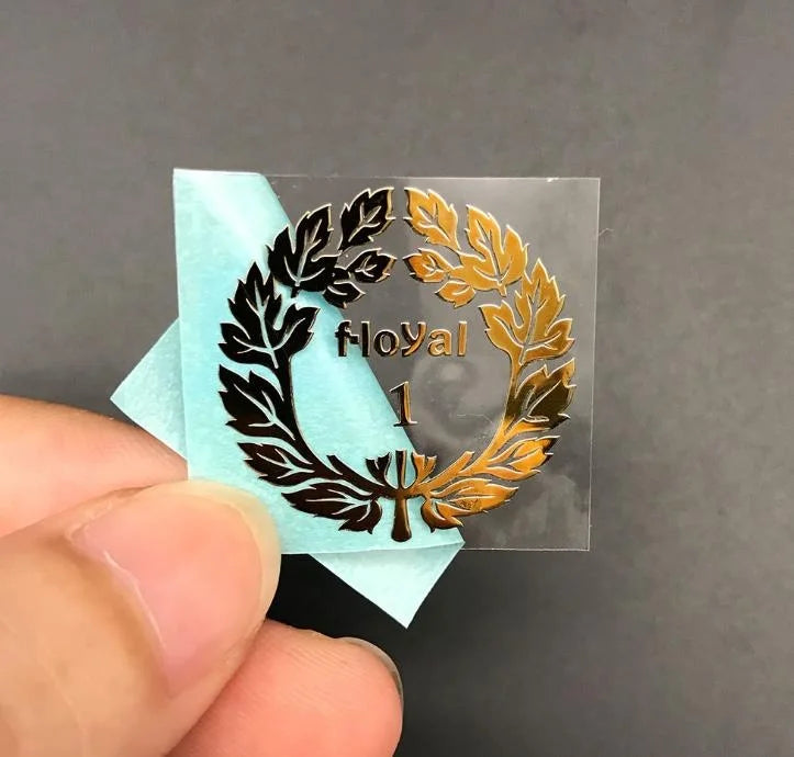 Custom Printed Gold Logo 3D Metal Waterproof Transparent UV Transfer Label Sticker