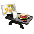 Bamboo Sofa Armrest Tray Couch Arm Table Large Size MultiFunction Table Couch Arm Table Black Organizer Holder for Sofa