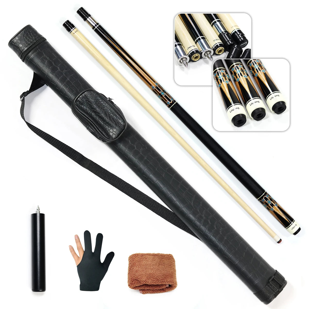 Handmade Canadian Maple Wood 1/2 58inch Billiard Pool Cue Kit With Cue Case Glove Cue Towel Gift Set