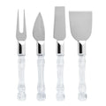 Kitchen Baking Gadgets Hot Sale Portable Butter Cutter Cheese Fork Stainless Steel Cheese Knife Set With Clear Plastic Handle