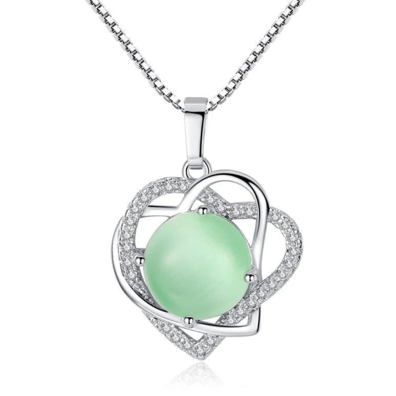 Hot Selling Creative Crystal Heart Necklace Women'S Gem Jade Pendant Clavicle Accessories Manufactory Wholesale