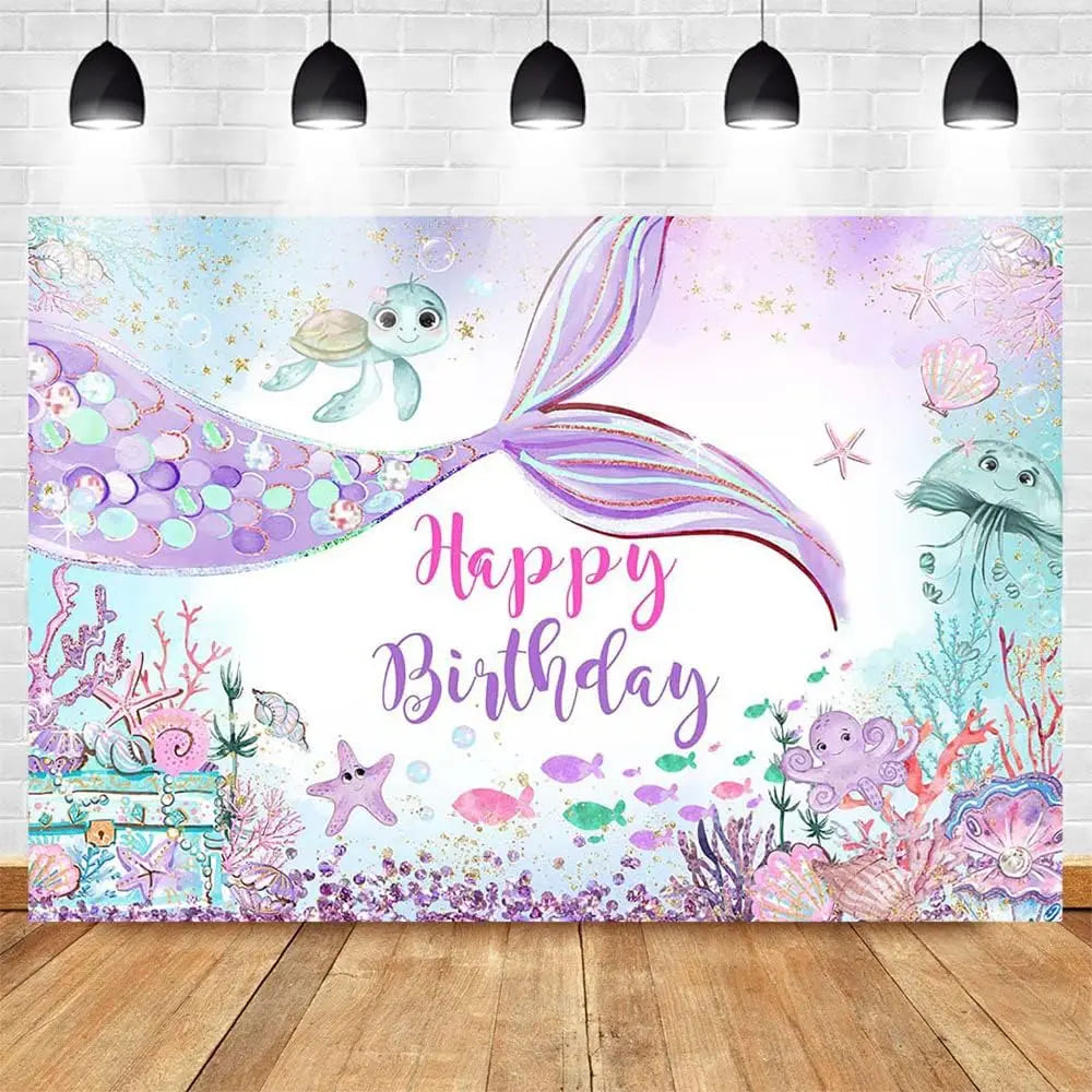 Factory Direct Gasser Mermaid Themed Birthday Party Backdrop Banners Vinyl Waterproof Custom Digital Printed Posters