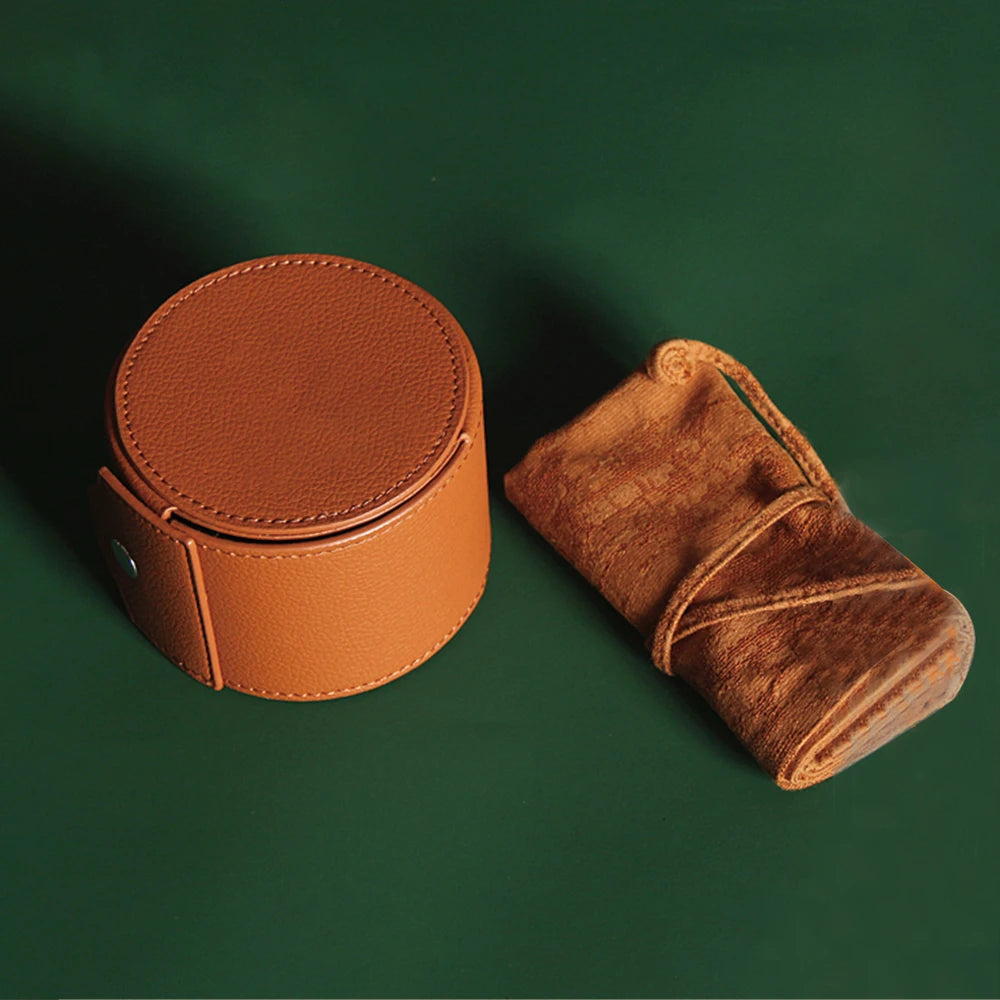Custom Luxury Pu Leather Roll Afternoon Tea Packing Tin Boxes Bag Organizer Storage Gift Box