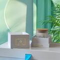 Custom Empty Luxury Glass Candle Jar with Lid Sturdy Hardcover Gift Box Set Luxury Embossed Matt Laminated Sponge Lining