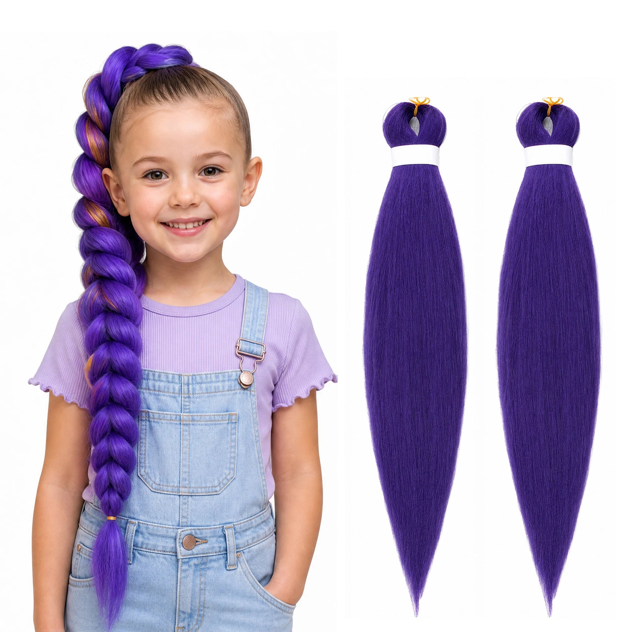 Fujia 26inch 90grams Pre-Stretched Synthetic Low Temperature Flame-retardant Fashion Braiding Hair Extensions Black Pink Blue