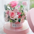 Valentine's Day Pink Round Transparent Plastic Flower Bouquet Gift Box Flower Dome Package Box With Paper Lid