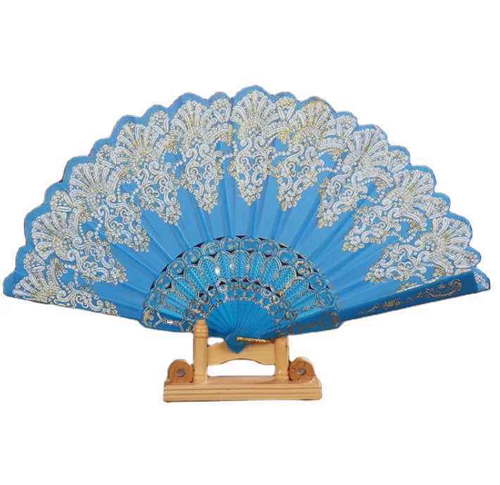 Wholesale Wedding & Party Supplies Wedding Souvenir White & Gold Wedding Hand Fan Japanese Style Hot Stamping Plastic Cloth Fan