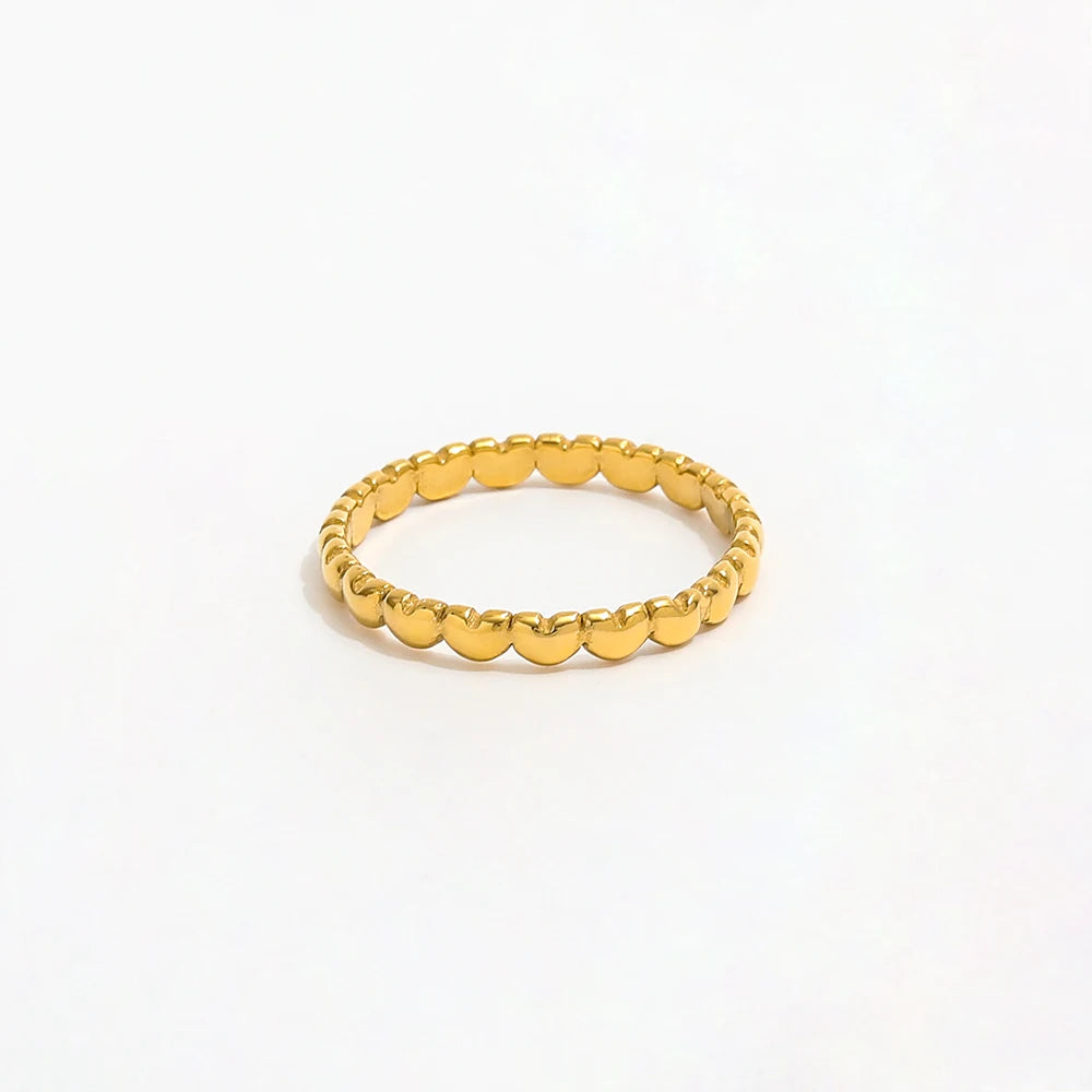 Fenny 18K Gold Plated Wholesale Waterproof Fashion Classic Designer Love Hearts Pave Stainless Steel Finger Ring Trend for Women