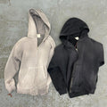 Custom Oversized French Terry No String Fleece Plain Blank Zip up Vintage Acid Wash Sun Faded Distressed Pullover Hoodies