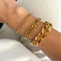 3mm 6mm 8mm 12mm Miami Cuban Chain Bracelet Punk Jewelry for Men Women 18K Gold Plated Stainless Chain Bracelet