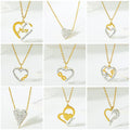 DAIHE Fashion Korean Zircon Heart Necklace 18k Gold Plated Stainless Steel Necklace Non Tarnish
