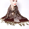 Women's Woven Reversible Paisley Pashmina Shawl Wrap Turkish Head Scarf