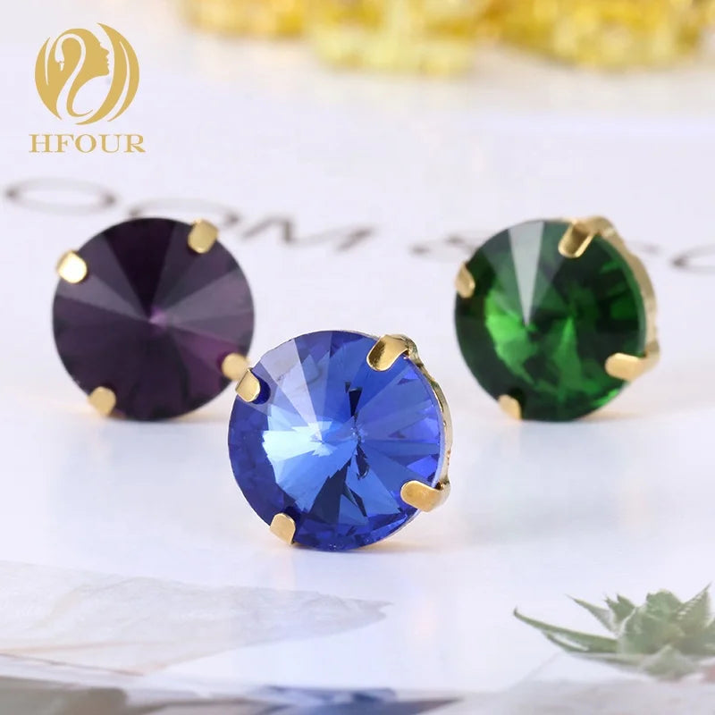 Wholesale Cheap Price Round Shape Multiple Colors Glass Sew Rhinestones With Claws Setting