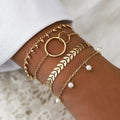 4Pcs/set Hollow Diamond Bangles Boho Leaves Knotted Bracelet Set Birthday Day Jewelry for Women