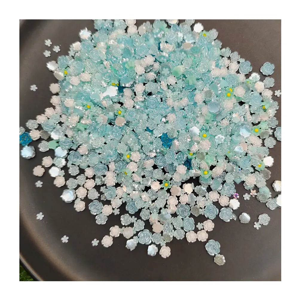 100g Rose Flower Nail Art Resin Rhinestones Mix Colors Floral Nail Art Charms Flower Shaped Manicure Supplies for Ring Making