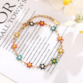 ZQ-48 Handmade Cute Jewelry Adjustable Stainless Steel Enamel Little Daisy Flower Bracelet